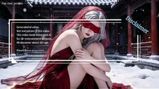 Gadis Tionghoa klasik berkulit salju, berambut putih dan berbaju merah. Adegan oral, klimaks, episode perdana, hasil AI yang wajib ditonton