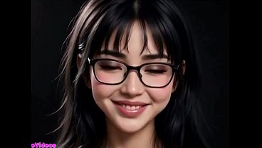 Gadis Tionghoa cantik menjulurkan lidah menggoda untukmu, animasi AI